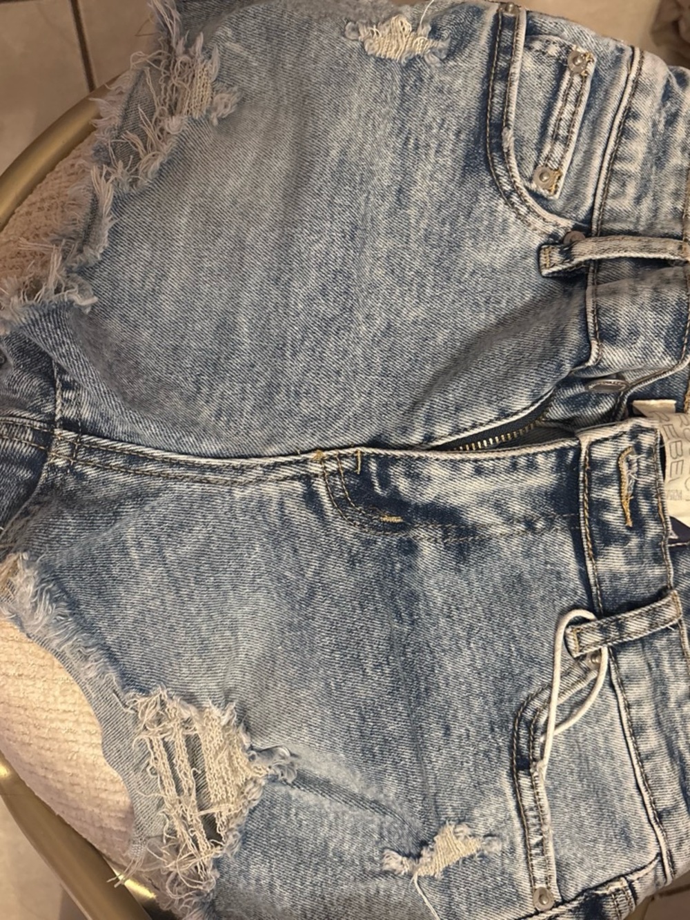 rebels Light Blue Denim Shorts with Contrast Stitching